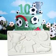 1pc Soccer Theme Silicone Mold Fondant & Chocolate Cake Decor Tool For World Cup Party & Baking Enthusiasts - Multicolor - View 7