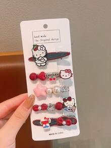 5 chiếc kẹp tóc hình mèo hoạt hình đính đá SANRIO KT, kẹp tóc hình giọt nước dễ thương, kẹp tóc mái đa năng - Nhiều màu - Xem 13