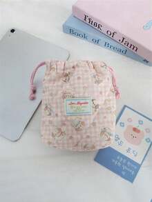 1pc Floral-Patterned Quilted Camera Bag, Protection Bag, Anti-Drop And Anti-Dust Soft Storage Bag, Multi-Functional Drawstring Pouch - Multicolor - View 15