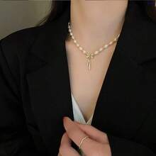 1 pieza Collar de perlas de moda con colgante de mariposa, de lujo, único, de alta gama, elegante, colgante de mariposa, cadena de clavícula, versátil para uso diario - Multicolor - Ver 5