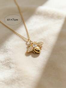 1 chiếc dây chuyền mặt hình ong tối giản bằng hợp kim đồng đính đá Zirconia, phù hợp cho nữ giới đeo hàng ngày, đi làm và dự tiệc. - Vàng - Xem 3