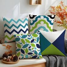 6 pièces Housses de coussin modernes minimalistes à imprimé floral géométrique bleu et vert [sans insert de coussin], 17,7*17,7 po (45*45 cm)/19,69*19,69 po (50*50 cm)/15,75*15,75 po (40*40 cm), [impression unilatérale] Taies d'oreiller en polyester pour la décoration moderne de la maison pour le canapé, le lit, le salon, la chambre, la voiture, le bureau, l'hôtel, toutes les saisons, cadeau parfait pour la famille et les amis - Multicolore - Voir 7