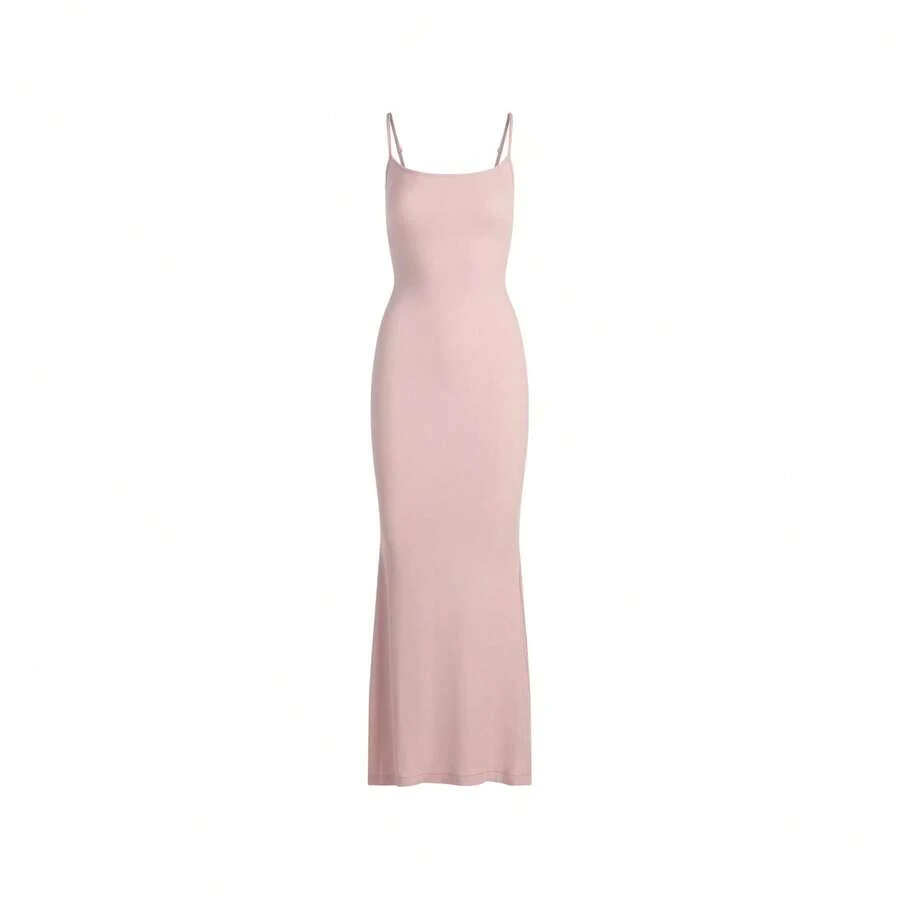 SKIMS Soft Lounge Long Slip Dress | Ribbed Maxi Gown, Ultra-Soft Modal-Spandex Sculpting Fit Floor-Length Bodycon - Morganite - View 1
