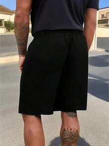 Men'S Boxing Training Shorts With Red Gloves & Fight Print - Athletic Gym Shorts, Drawstring Waist, Side Pockets - Lightweight Workout Pants For Boxing, MMA, Running, Casual Streetwear - Black With Bold Combat Design, Martial Arts Gear, Sporty Look, Comfortable Fit, Fitness Enthusiasts, Durable Construction, Fitness Lovers - 黑色 - 查看 2