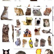 101pcs Trending Cat Meme Stickers, Funny Abstract Expression Sticker Pack, INS Style Creative Notebook Decor - Multicolor - View 4