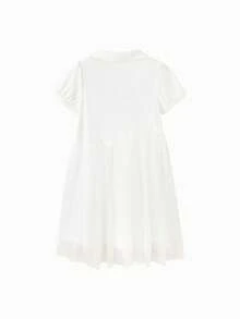 Balabala 女童薄纱连衣裙，蓬蓬网纱层叠梦幻公主风飘逸派对礼服，适合大龄少女，2026年夏季款 - 米白 - 查看 5