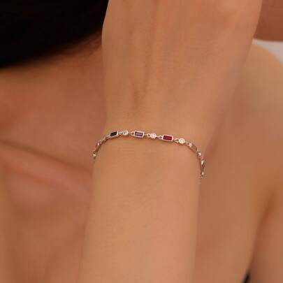 925纯银彩色手链，母亲节礼物，多巴胺优雅个性化女士手链，附赠精美礼盒