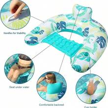 Phao bơi bơm hơi dành cho người lớn, ghế hồ bơi có giá để cốc, bóng nước, giường nổi bơm hơi, võng hình lá, thích hợp cho các hoạt động vui chơi dưới nước mùa hè thư giãn, tiệc bể bơi, bãi biển. - A - Xem 1