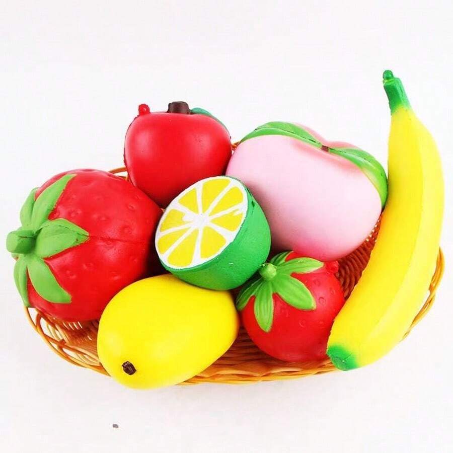 1/3/6/10个香蕉形减压玩具，多种水果造型，弹性PU材质，压力球，适用于教室、办公室、派对，也可作为小型派对用品或礼品袋填充物，慢回弹，有弹性，生日/圣诞礼物 - 完美礼物。