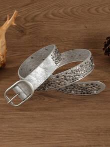 1pc Women's Street Punk Style Rivet Embellished Asymmetrical Metal PU Belt, Suitable For Party, Travel, Fashion Summer, School Fall, Autumn, Halloween - 1pcs - 查看 10