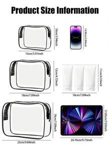 Túi đựng mỹ phẩm du lịch cỡ lớn có khóa kéo - Túi trang điểm, túi đựng đồ vệ sinh cá nhân chất lượng cao, chất liệu PVC nhẹ, thiết kế khóa kéo dễ vệ sinh, phù hợp cho phòng tập thể dục, kỳ nghỉ, đi làm, thiết kế tối giản thời trang, vật dụng làm đẹp thiết yếu. - Trong sáng - Xem 7