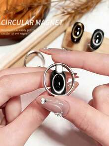 Bộ 2 dụng cụ từ tính hình mắt mèo, nam châm tròn và vuông đa năng mạnh mẽ, thích hợp cho việc tự làm móng tại salon. - Nhiều màu - Xem 9