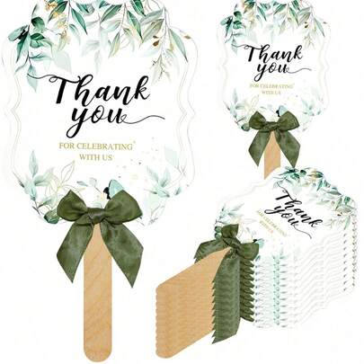 Elegant 10pcs Wedding Fan Set With Wooden Handles & Ribbons - Perfect For Bridal Dances, Anniversary Parties & Home Decor