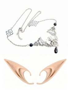 1 cái/3 cái - Tai yêu tinh kèm mũ đội đầu, hai đôi tai tiên và dây chuyền hình mặt trăng kiểu cổ điển. Tai yêu tinh kèm trang phục phù hợp cho các dịp thời Phục Hưng, Halloween, Giáng sinh, nhập vai, sinh nhật, câu lạc bộ, chụp ảnh, tiệc hóa trang, v.v. - Nhiều màu - Xem 15