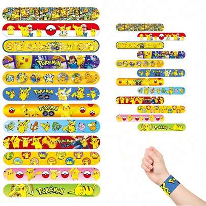 pokemon Bộ 24 vòng đeo tay trẻ em thiết kế hình nhân vật hoạt hình, thích hợp làm quà tặng và đeo trong các bữa tiệc.
