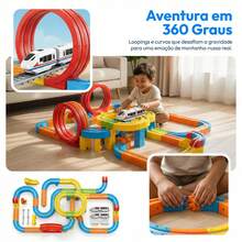 Kit Of 56/80/120 Magnetic Train Pieces Cube Track Educational Toy With 3D Blocks, Rechargeable - Nhiều màu - Xem 5