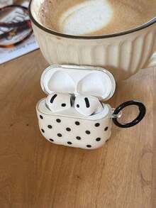 Minimalist Black And White Polka Dot Pattern Bluetooth Earphone Case For Apple AirPods 3, Soft Protective Case, Compatible With Apple AirPods 4/2 Wireless Bluetooth, Pro New Third/Second Generation, Niche Heart-Shaped Pendant Anti Drop Compatible With AirPods First Generation Birthday Gift Party - Nhiều màu - Xem 1