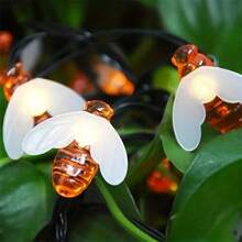 1条5米20LED/6.5米30LED/7米50LED太阳能蜜蜂造型灯串,室内/室外通用,适用于花园/阳台/庭院/派对/节日装饰,采用镍基太阳能电池技术 - 蜜蜂 - 查看 7
