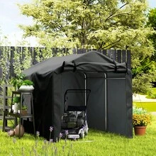 Waterproof Garage Shed With Door, UV Resistant, 220 X 157 X 165 Cm, Black - A - View 2