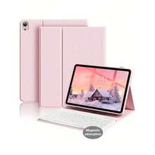 书本式平板电脑保护套,带支架功能键盘保护套,超薄蓝牙键盘+皮革平板电脑保护套,防震/防尘/防指纹,兼容iPad 5/6/7/8/9/10/11代(A16)、iPad Pro 11/Pro 12.9/Pro 13、iPad Air 1/2/3/4/5/6/11/13,也兼容三星Galaxy Tab系列机型。 - 粉色 - 查看 2