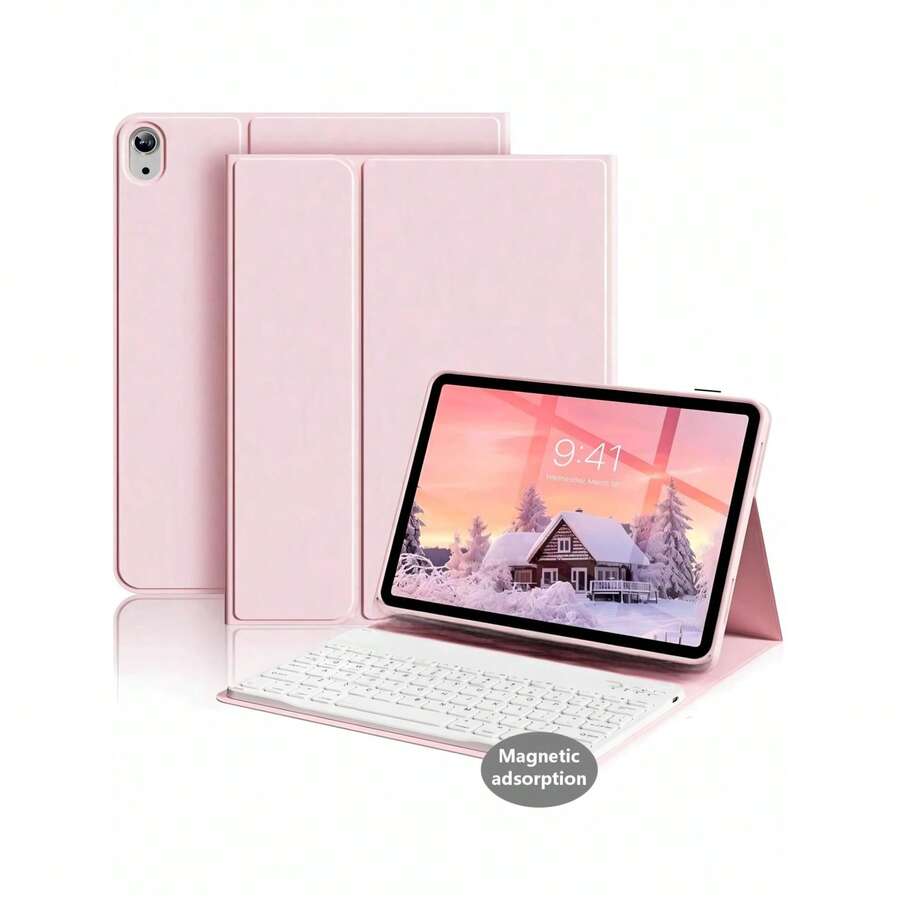 书本式平板电脑保护套，带支架功能键盘保护套，超薄蓝牙键盘+皮革平板电脑保护套，防震/防尘/防指纹，兼容iPad 5/6/7/8/9/10/11代（A16）、iPad Pro 11/Pro 12.9/Pro 13、iPad Air 1/2/3/4/5/6/11/13，也兼容三星Galaxy Tab系列机型。