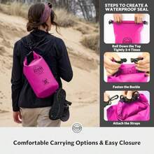 STOVER 5/10/25/30/40/55L Bolsa seca impermeable pequeña y ligera mochila con funda impermeable para teléfono kayak viajes senderismo pesca tuberías camping la playa hombres/mujeres rosa - 5L rosa - Ver 5