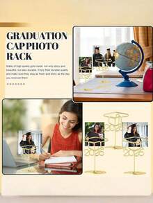 2026届毕业帽毕业照展示架，2英寸2026届毕业典礼桌号牌架，适用于毕业派对用品、舞会晚宴、自助餐派对用品、中心装饰品、毕业典礼桌号牌架、卡片架 - 金色 - 查看 10