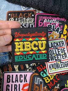 1 set de 2/6 pièces Série de lettres anglaises du monde noir. Écusson de broderie exclusif aux personnes noires. Insigne en polyester, applique à repasser ou à coudre. Accessoire de vêtement, autocollant pour sacs à dos, jeans, vestes, t-shirts, chapeaux, robes, etc. - écraser - Voir 3