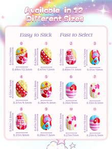NAIO 216pcs Kids Press On Nails Set, Cute Cartoon Rainbow Unicorn Bunny Flower Candy Pattern Short Full Cover False Nails Colorful Full Cover Short False Nails For Girls, Cute Mixed Pattern Wearable Nail Kit With Storage Box & Nail File A Wonderful Gift For Your Daughter, Granddaughter, And Great-Granddaughter. - Multicolor - View 5