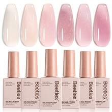 Beetles Gel Polish Whispers Of Love Jelly Gel Nail Polish Set - 6 Colors Milky White Nude Pink Neutral Sheer Translucent Soak Off UV Gel Nail Kit - 6 Colors Faded Rose - 查看 8