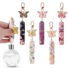 1/3pcs Crystal Butterfly Pendant Perfume Sub-Bottling, With Keychain Flower Butterfly Print Pattern, Women'S Bag Pendant, Bottom Filling Perfume Sub-Packaging Tool, Birthday Holiday Gift, Travel Portable 5ml - Bướm hồng - Xem 4