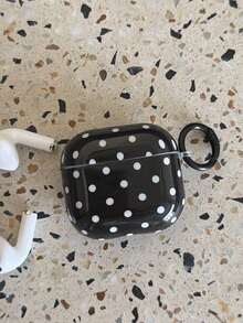 Minimalist Black And White Polka Dot Pattern Bluetooth Earphone Case For Apple AirPods 3, Soft Protective Case, Compatible With Apple AirPods 4/2 Wireless Bluetooth, Pro New Third/Second Generation, Niche Heart-Shaped Pendant Anti Drop Compatible With AirPods First Generation Birthday Gift Party - 黑色 - 查看 9