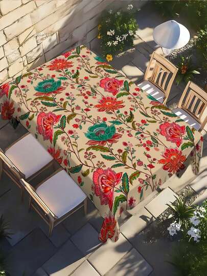 1 chiếc khăn trải bàn ngoài trời hình chữ nhật và tròn bằng polyester, kiểu dáng đồng quê cổ điển, họa tiết mùa hè, trang trí nhà nông thôn, tạo cảm giác ấm cúng, thích hợp cho gia đình, nhà bếp, phòng ăn, tiệc tùng, ngày lễ, làm quà tặng, trong nhà và ngoài trời, mọi mùa.