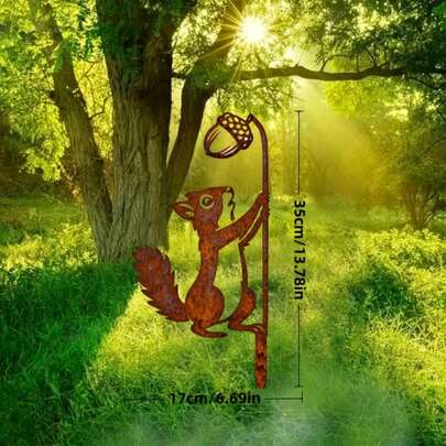 1个复古可爱亚克力松鼠草坪插牌，抽象松鼠吃松果装饰，户外及庭院艺术装饰，草坪、花坛、节日、花园边界场景艺术装饰，送给松鼠爱好者的完美礼物