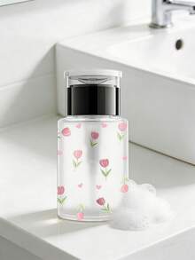 Refillable Travel Bottle With Cute Tulip Pattern, Makeup Remover Dispenser Bottle With Portable Pump Head Suitable For Nail Polish Remover, Toner And Makeup Remover, Round Top Design, Hand Wash, Reusable, Makeup Remover Bottle, Mother's Day Gift, Travel Essential - Multicolor - View 4