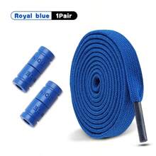 免系带弹力鞋带，胶囊扣式鞋带，运动鞋平底鞋免系带鞋带，儿童成人鞋履配件，1双装 - 寶藍色 - 查看 8