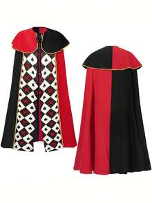 4 pièces/set Costume de Reine adulte en forme de cœur - Comprend une cape, une couronne, des chaussettes et une baguette, tenue royale thème poker. Convient pour Halloween, Noël, cosplay, représentation sur scène, fête à thème, déguisement fantaisie, carnaval - Cadeau de fête idéal pour la famille, les amis et les amateurs de théâtre - Multicolore - Voir 9