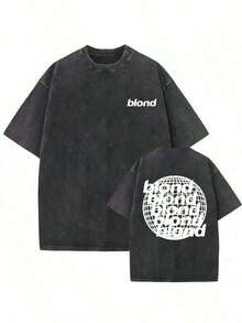 2026 Summer Tops1PCSMen's Oversized T-Shirts, Washing Hip-Hop, Frank Channel, Orange, Ocean, Blonde, Hip-Hop, Fashionable Street Clothes, Retro.-Premium Cotton Graphic Printed Round Neck T-Shirts-365TLoose And Comfortableshirts - 藍色 - 查看 2