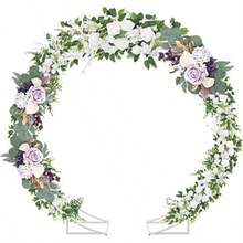 Arco de metal para ceremonia soporte de telón de fondo redondo doble de 6.5 pies soporte de arco de globo circular con base para boda cumpleaños fiesta decoración de baby shower interior y - Blanco - Ver 3