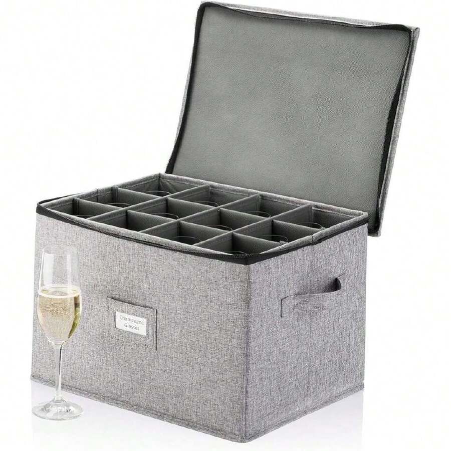 Caja de almacenamiento para copas de champán - Con carcasa dura de cerámica, con capacidad para 12 copas de vino fino - Protege las copas de champán, el vidrio de cristal, las copas de vino y la,44493837 - Rojo violeta - Ver 1