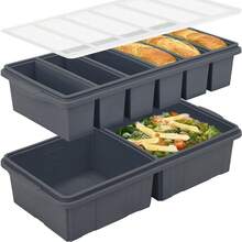 Freezer Tray With Lid-Soup Freezer Container Molds-Large Ice Cube Tray Set Makes 2-Cup & 1/2-Cup Portions Cubes Perfect For Preparing Meals In Different Portion Sizes Oven & Dishwasher - - Gray - View 1