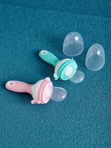 1pc Baby Fruit & Vegetable Teether, Cute Design Baby Food Feeder, Silicone Teething Stick, Anti-Bite Silicone Pacifier Holder - Straight Handle - View 4