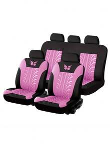 Car Seat Cover Full Set-Universal Car Seat Covers With Butterfly Heat Transfer Printing – Soft & Breathable Polyester, 3D Textured Fabric, Full Coverage For 5-Seat Cars, Anti-Slip Design, Protects Original Leather,Butterfly Pattern Auto Seat Cover Set - Style a - View 17