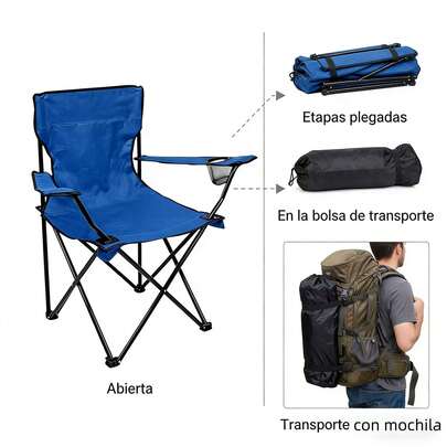 Silla de Camping Plegable Portátil con Respaldo | Silla Ligera de Exterior con Reposabrazos y Portavasos | Ideal para Pesca, Playa, Jardín, Conciertos y Dibujo al Aire Libre | Silla de Picnic Cómoda y Resistente