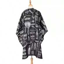 Professional High-Quality Hair Cutting Cape, With Adjustable Neck Closure And Anti-Static Fabric - Fashionable Black & White Cutting Tool Pattern - Suitable For Salon And Home Use, Home Haircutting Tool - Multicolor - View 9