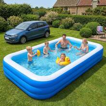 Alberca Inflable Rectangular Familia Piscinas 310x180x55cm Azul Blanco,Alberca Inflable para Niños y Adultos. - A - Ver 4