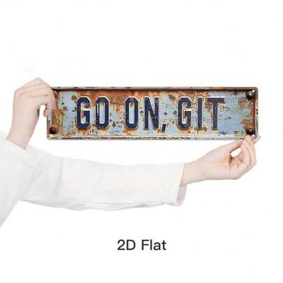 1 biển báo đường bằng kim loại phẳng 2D kiểu cổ điển, có dòng chữ "Go On, Git", thích hợp để trang trí nhà cửa, nông trại, quán bar, quán rượu, câu lạc bộ hoặc phòng giải trí, món quà tuyệt vời.