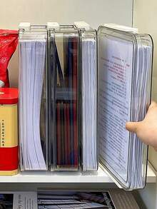 1件 A4 文件收納盒，大容量透明灰色，可折疊，防塵防潮，適用於考卷、家用登記簿、畢業證書、營業執照 - 多款 - 查看 1