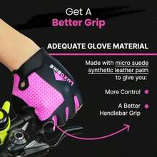 Guantes de ciclismo para bicicleta guantes de bicicleta de montaña antideslizantes acolchados transpirables con medio dedo accesorios deportivos para hombres y mujeres - Rosa  Medio dedo - Ver 6