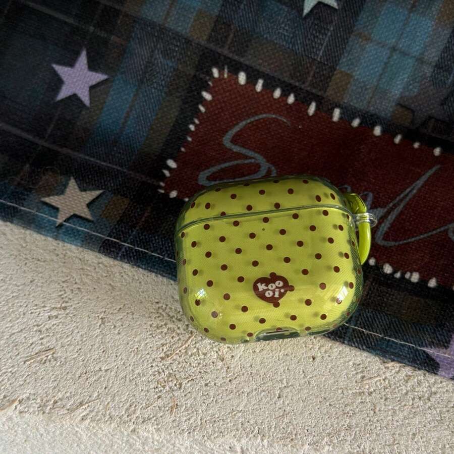 适用于 Pro第一代/第二代/第三代/第四代蓝牙耳机的春夏绿色波点保护壳 - 綠色 - 查看 1